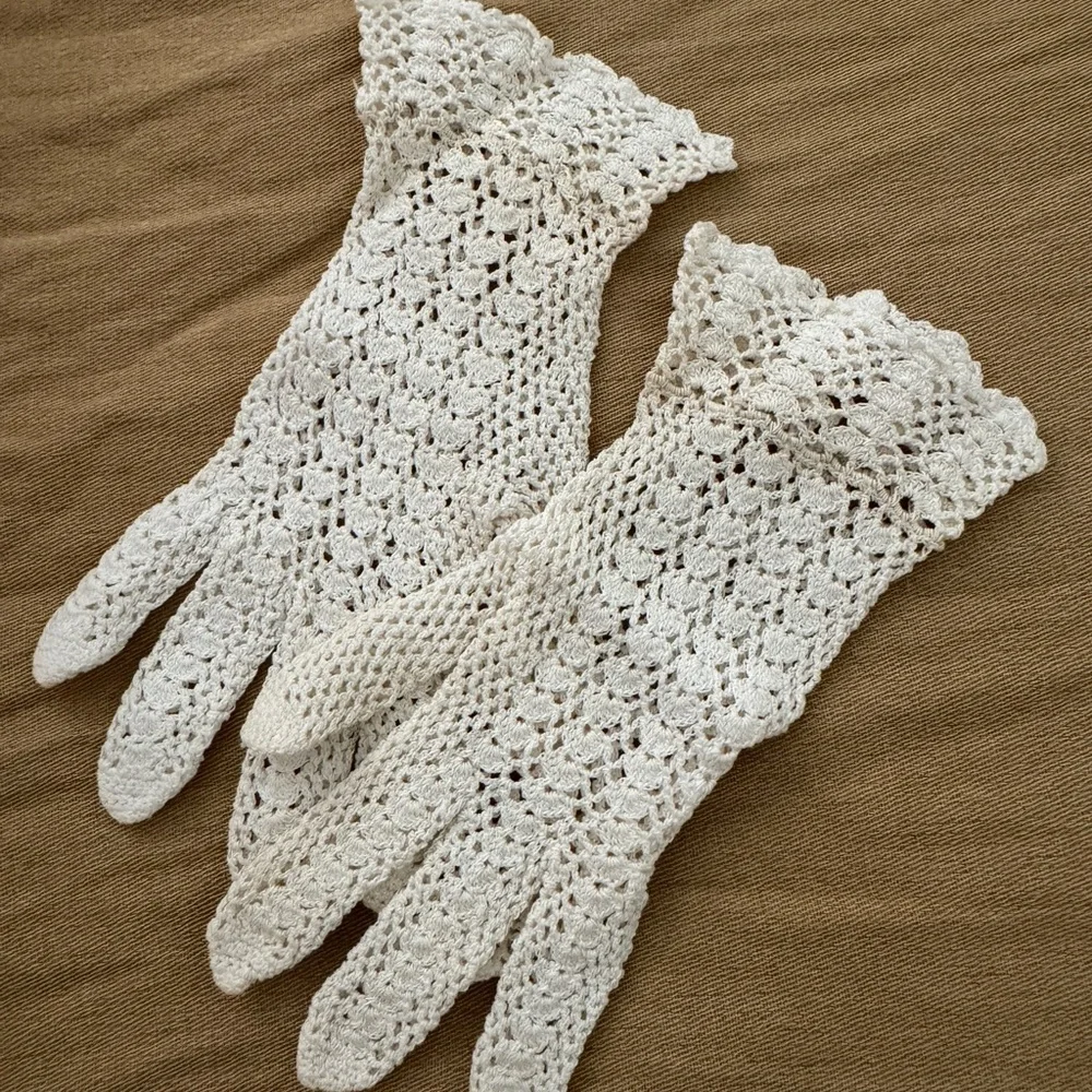 Vintage White Crochet Gloves Cottagecore XS/S